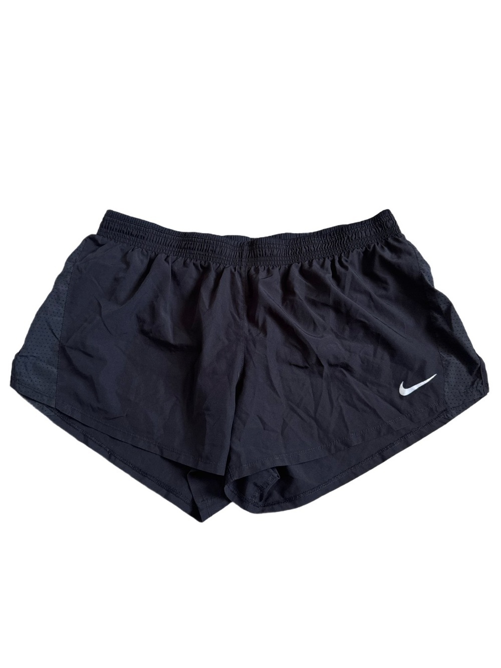 Nike Women's Black Athletic Running Shorts with White Swoosh